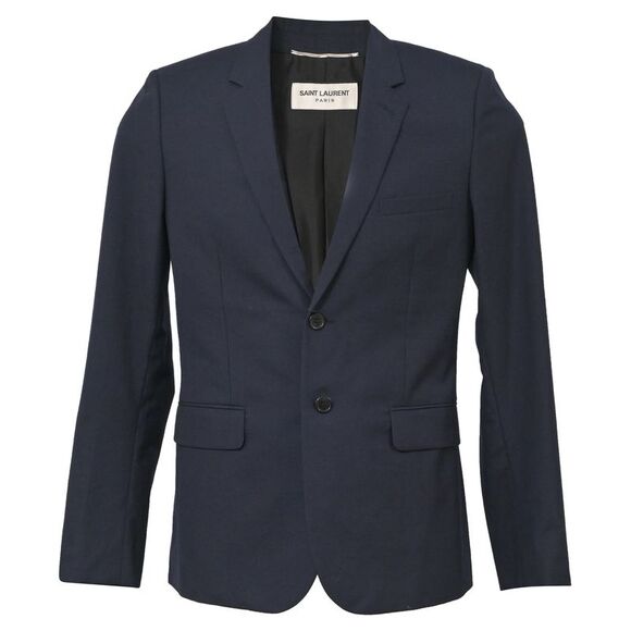 Saint Laurent Single Breasted Blazer in Navy Blue Wool - Picture 1 of 5